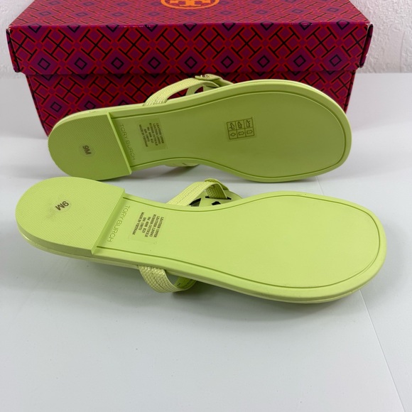Tory Burch Miller Women’s Size 9 Lime Leaf Embossed Leather Sandal New w/ Box - Picture 7 of 9